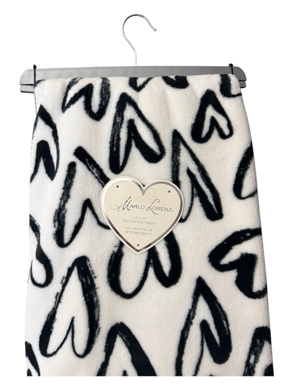 Marlo Lorenz Black White Scribble Heart Print Ultra
Soft Plush Blanket 50" × 70"